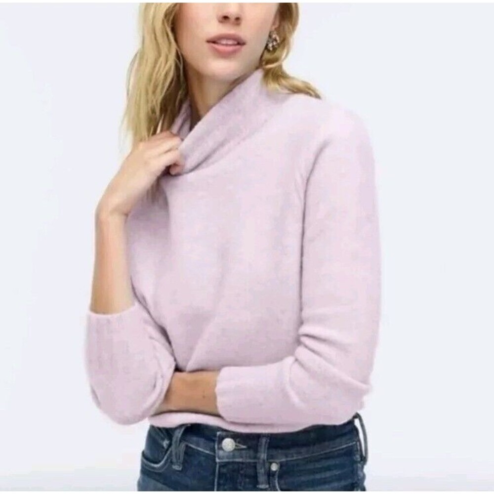 J. Crew Super Soft Yarn Wool Alpaca Mock Neck Sweater Lilac Large Cozy Academia